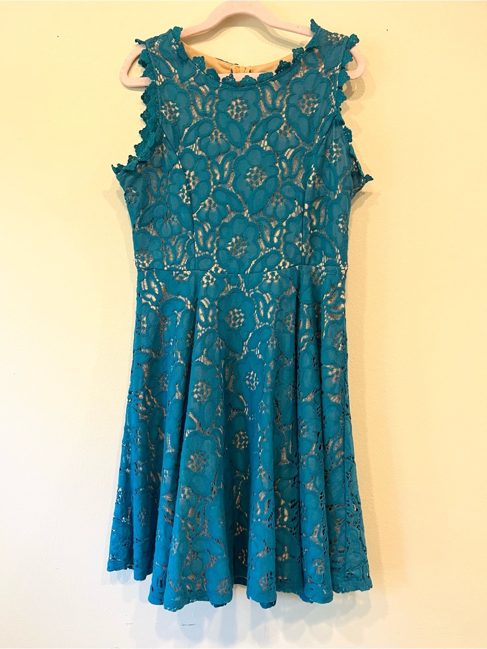 Rare Editions Teal Lace Dress with Beige Lining